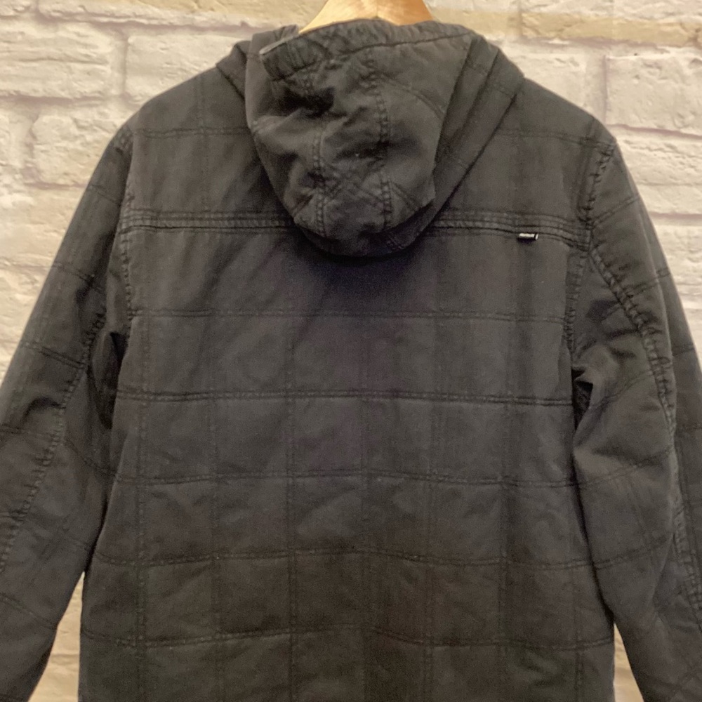 Hurley Lg Canvas Chore Barn Jacket Men’s Faded Black Pockets Hooded Small Flaw - Picture 8 of 12